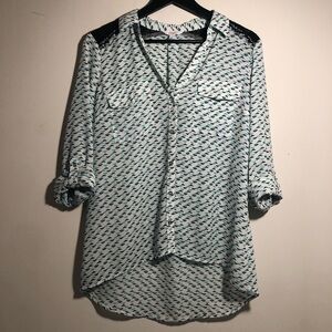 Candies mesh cowgirl with lace shoulders vintage long & 3/4 sleeve button